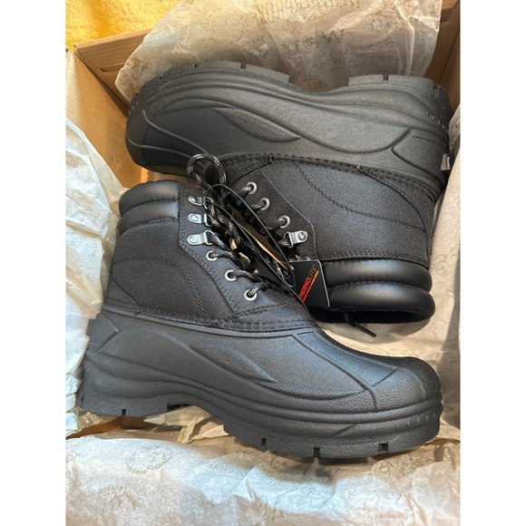 Weatherproof Mens Black Waterproof Round Toe Platform Lace-up Duck Boots, Size 9 - Picture 4 of 4